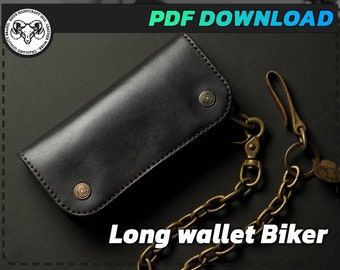 Long wallet Biker style - pdf pattern - wallet pattern - wallet - leathercraft - Long Wallet Pattern - Leather DIY - Wallet Template