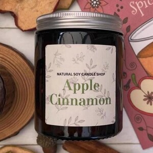 Apple Cinnamon Candle, Luxury Home fragrance gift image 4