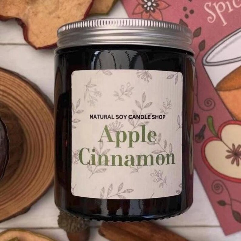 Apple Cinnamon Candle, Luxury Home fragrance gift image 4
