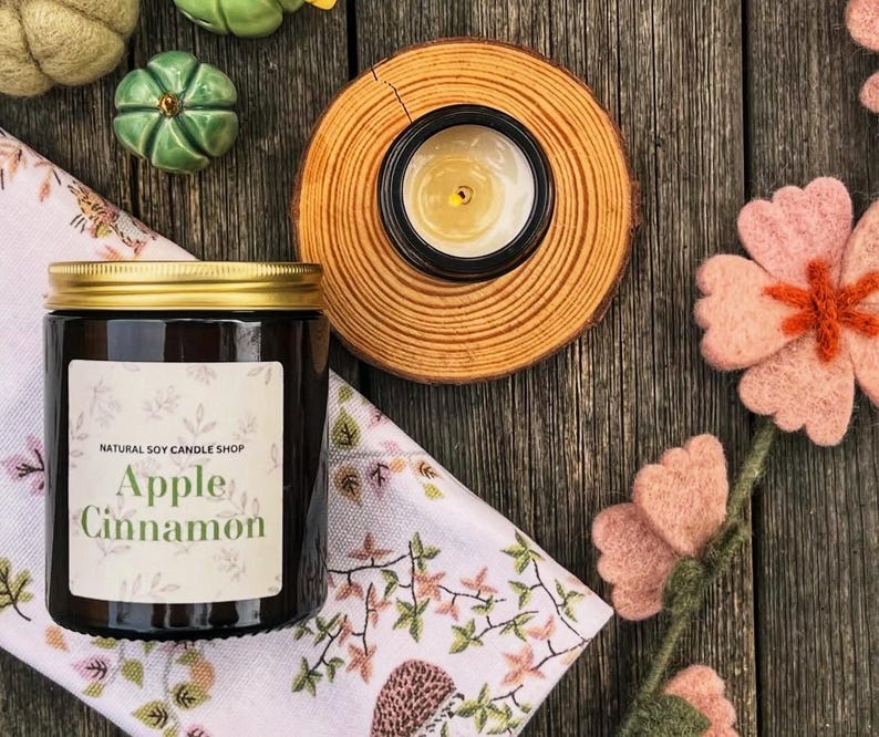 Apple Cinnamon Candle, Luxury Home fragrance gift image 6
