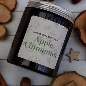 Apple Cinnamon Candle, Luxury Home fragrance gift image 5