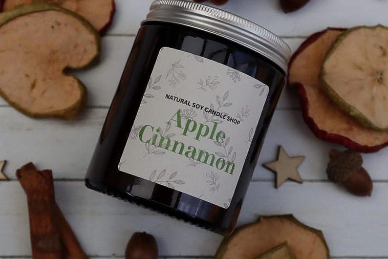 Apple Cinnamon Candle, Luxury Home fragrance gift image 5
