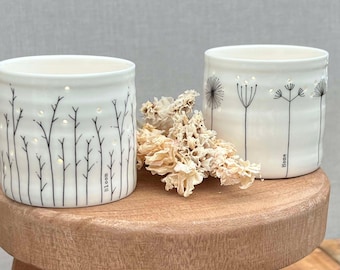 Floral Porcelain Tealight Holder: Botanical Home Fragrance Gift