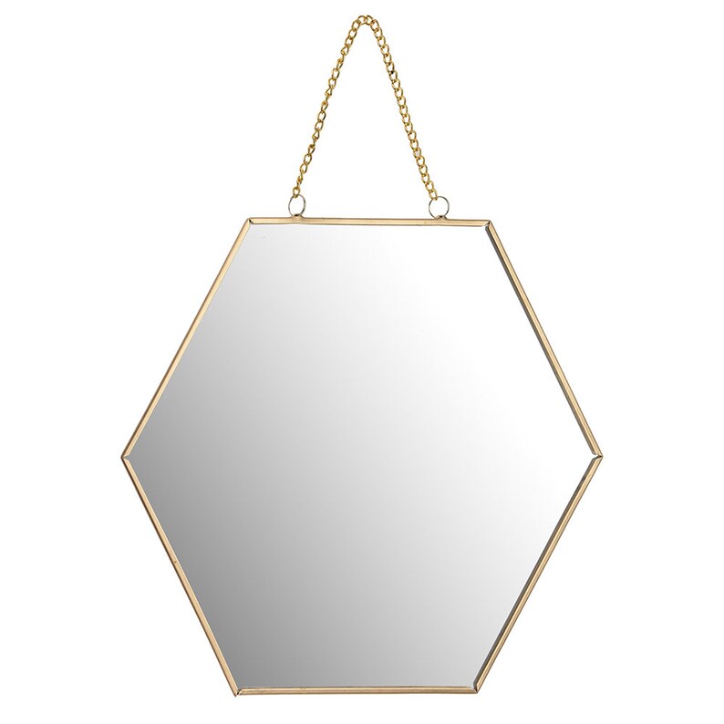 Hexagon Goldrimmed Beauty Mirror Etsy