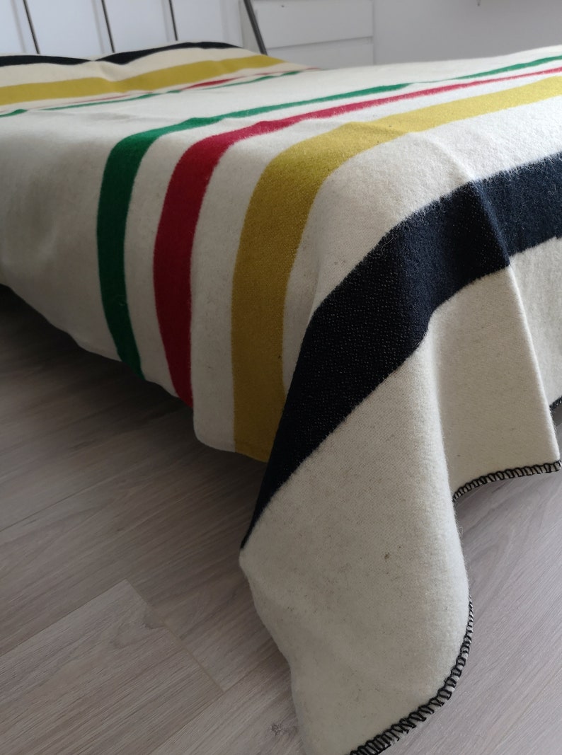 Hudsons Bay Blanket, Replica, Stripes blanket, 100% Organic Wool Throw,Warm Tick blanket,Canada Wool Striped Blanket,Pendelton Blanket,Sale image 4