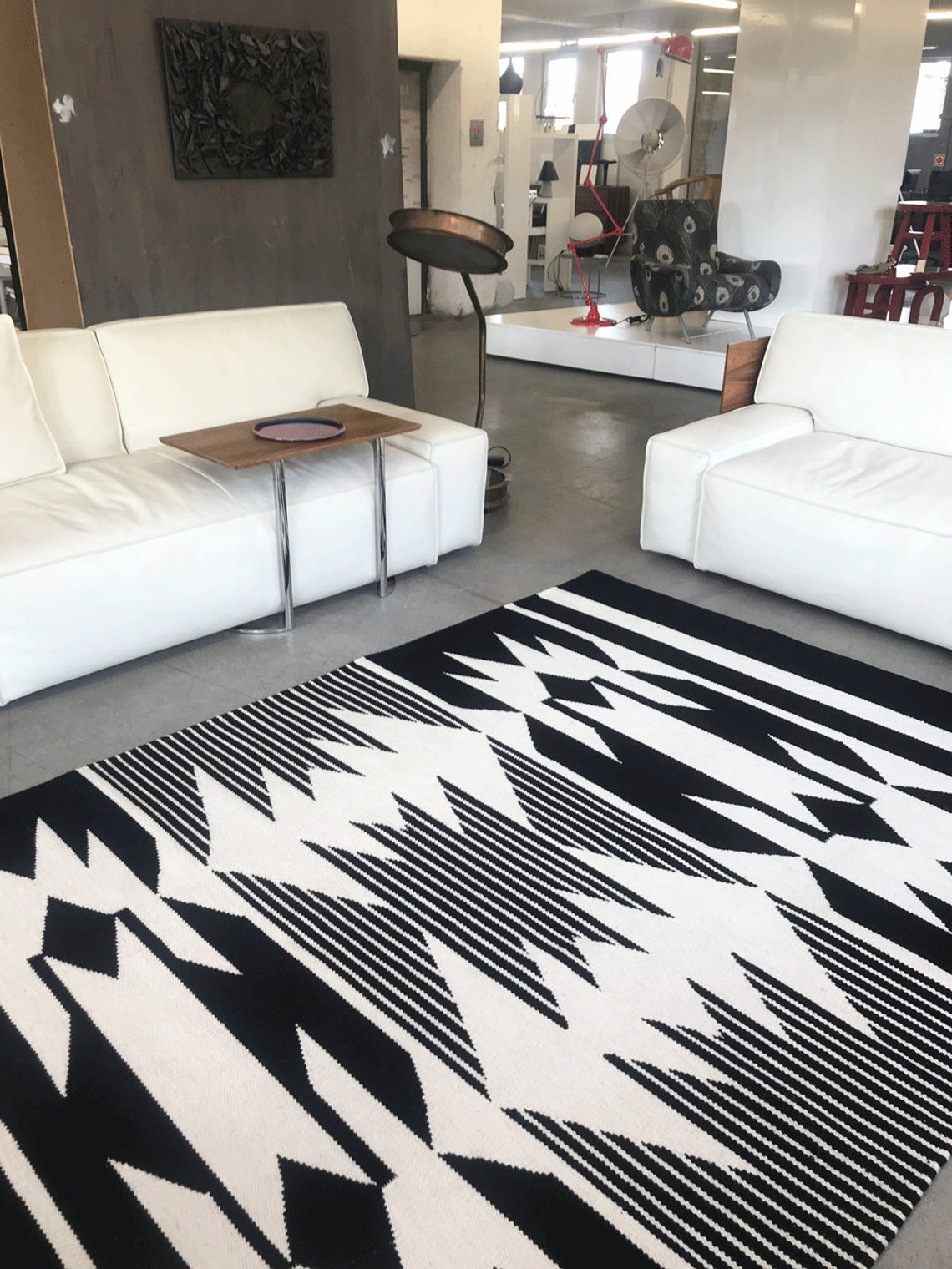 Modern Handwoven Rugs Ornament Rug Black and White Rug | Etsy