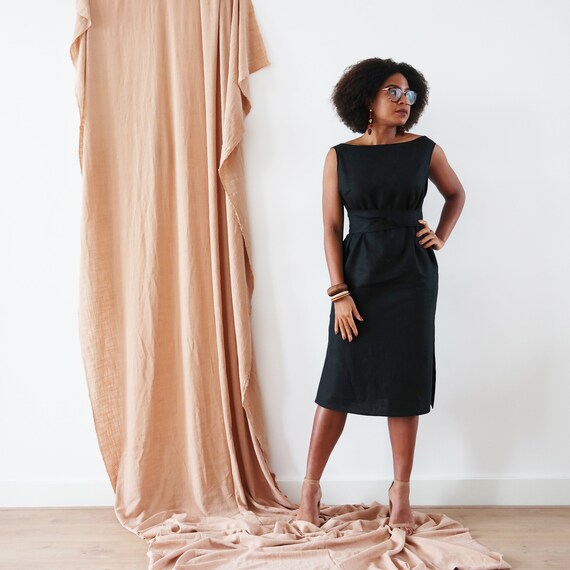 backless linen dress