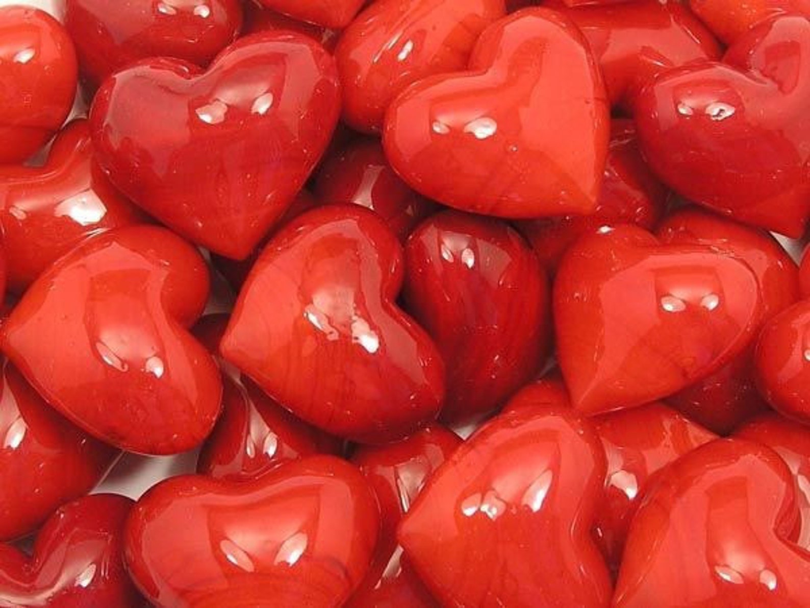 Red Glass Hearts Etsy