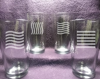 Fifth Element Inspired Etched Pint Drinking Glasses (16oz)