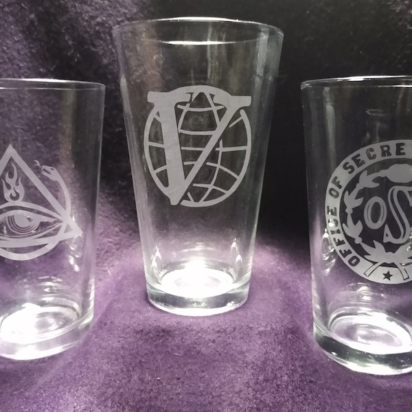 Venture Brothers Inspired Etched Pint Drinking Glasses (16oz)