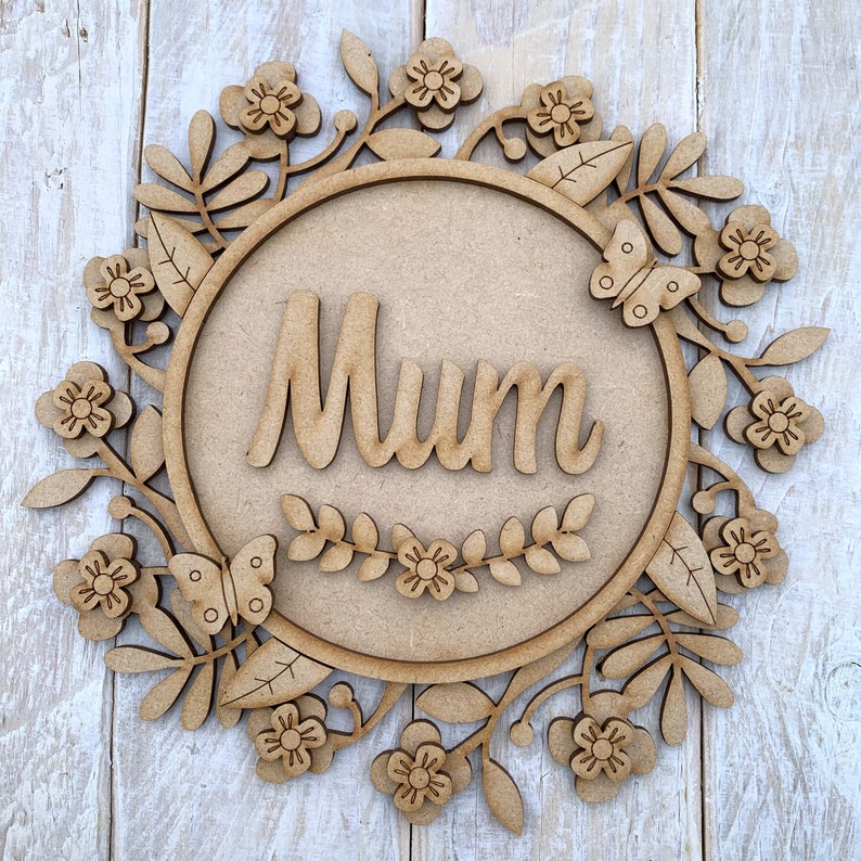 Laser Cut MDF Layered Mothers Day Floral Ring Kit
