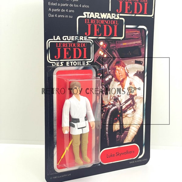 Star Wars Retro Collection Brown Hair LUKE SKYWALKER custom figure with Tri-Logo Reproduction Packaging