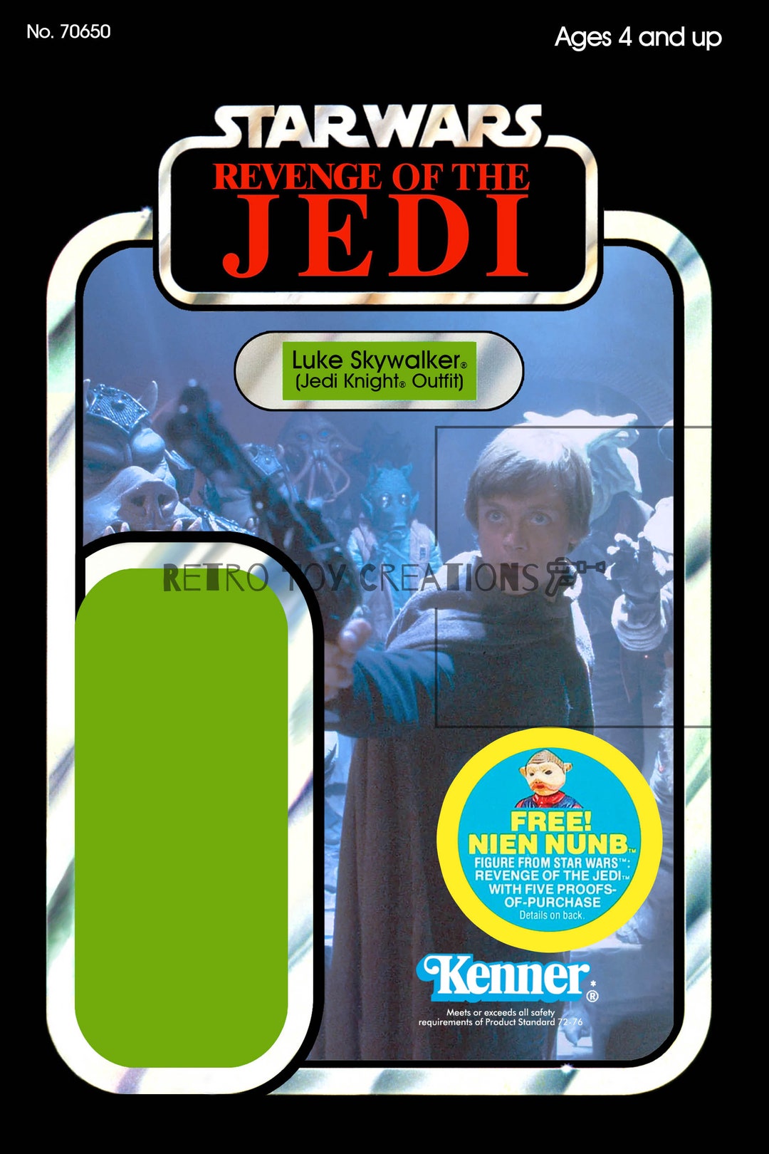Luke Jedi REVENGE of the JEDI Vintage Star Wars Reproduction Cardback