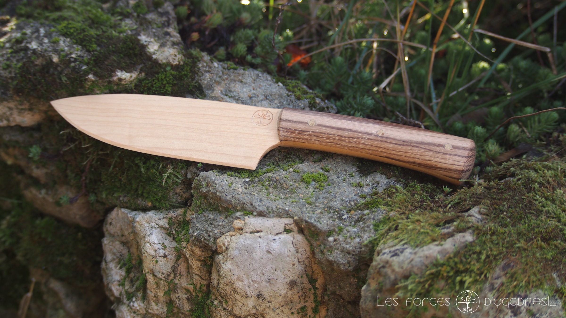 Couteau à Gâteau en Bois, Buis et Zébrano