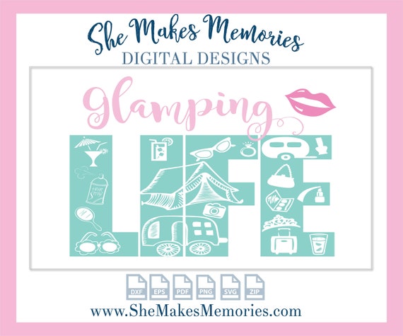 Download Glamping Life Svg Vinyl Cut File Digital File Camp Glamp Camping Girl Tent Camper Silhouette Cameo Cricut Scrapbook Cuttable Rv By Crafted By A Country Girl Digital Designs Catch My Party