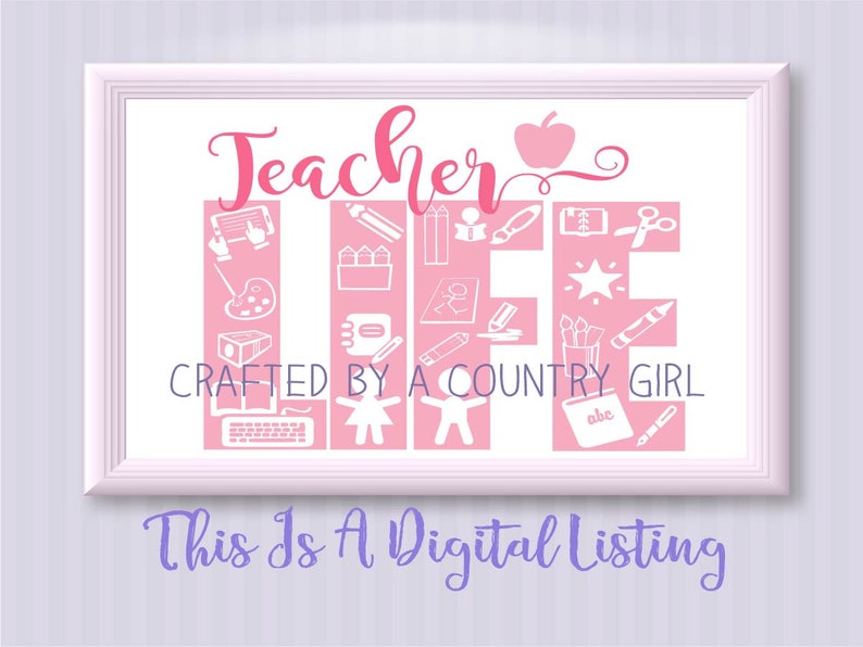 Download Teacher svg life design silhouette svg cut file school | Etsy