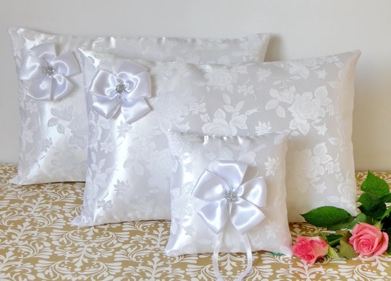 Set Of 3 Two White Wedding Kneeling Pillows And A Matching Etsy