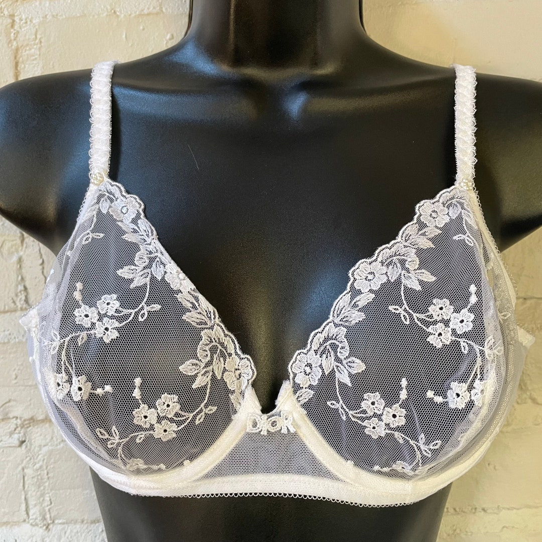 CHRISTIAN DIOR Bra Unlined Sheer Thin Mesh / Floral Lace Etsy