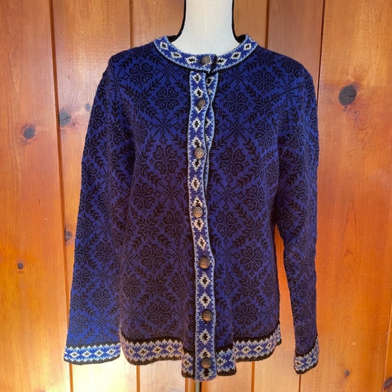 LL BEAN Sweater Cardigan Buttons / Fair Isle Nord… - image 1