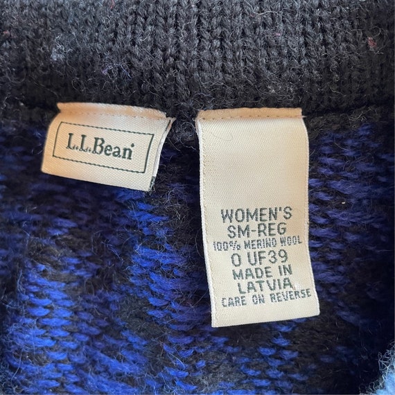 LL BEAN Sweater Cardigan Buttons / Fair Isle Nord… - image 7