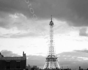 Eiffel Tower, Paris, France. People on balcony.