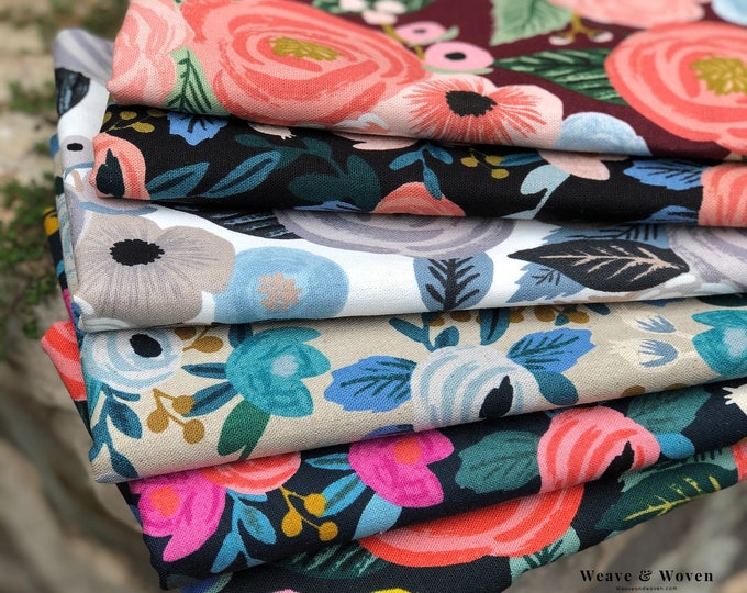 Rifle Paper Co Canvas Fat Quarter Bundle, Canvas Fabric, Cotton and