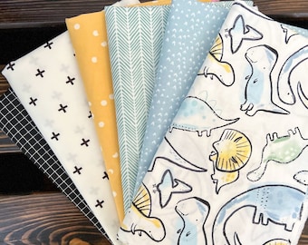 Little Dino Fat Quarter Bundle, Baby Boy Quilting Fabric | Weave & Woven