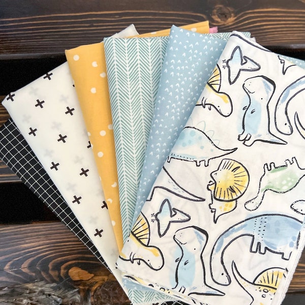 Little Dino Fat Quarter Bundle, Baby Boy Quilting Fabric | Weave & Woven