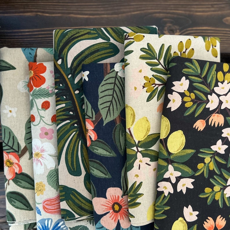 Rifle Paper Co. Citrus Florals Canvas Fat Quarter Bundle, Canvas Fabric, Cotton and Steel Fabric, Weave and Woven image 2