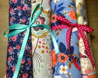 Floral Cotton Fabric Scrap Pack: Quilting Squares, 40 Pieces