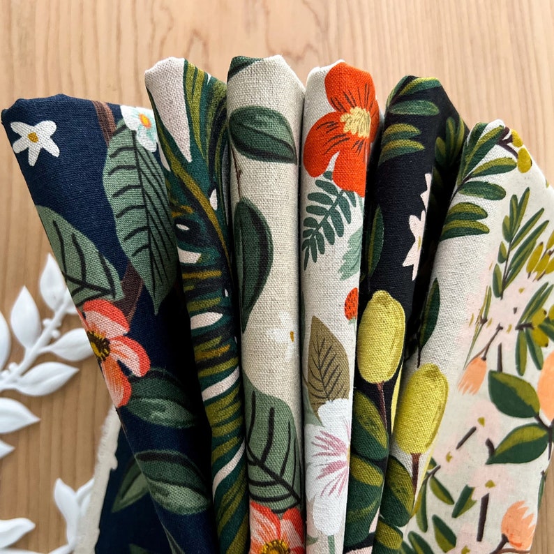 Rifle Paper Co. Citrus Florals Canvas Fat Quarter Bundle, Canvas Fabric, Cotton and Steel Fabric, Weave and Woven image 6