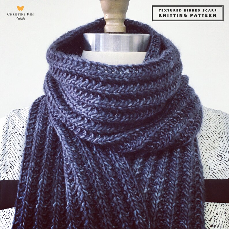 KNITTING PATTERN: Textured Ribbed Scarf - Etsy