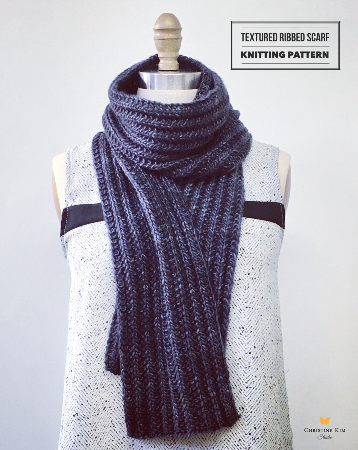 KNITTING PATTERN: Textured Ribbed Scarf - Etsy