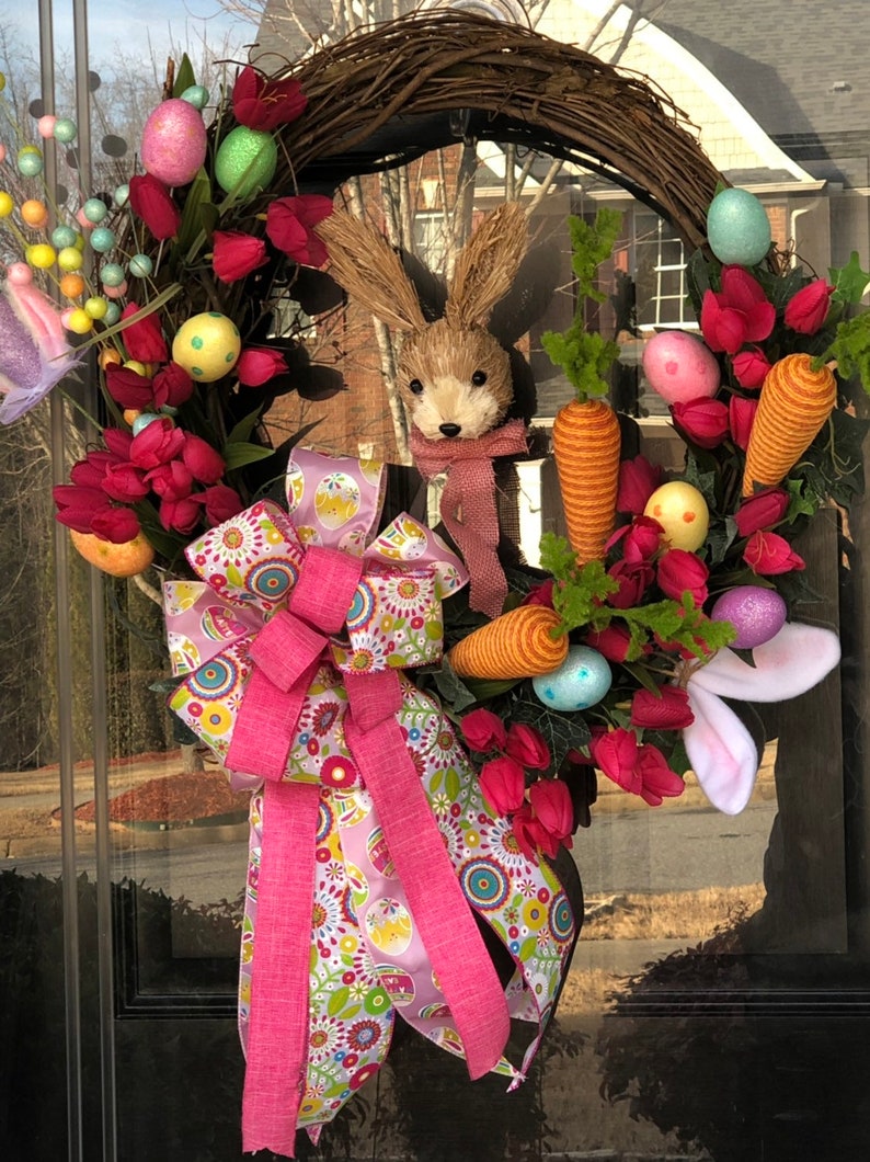 Easter Wreath Easter Bunny Wreath Easter Bunny Grapevine Etsy