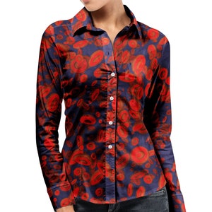 Red Blood Cell - Woman Satin Collar Shirt