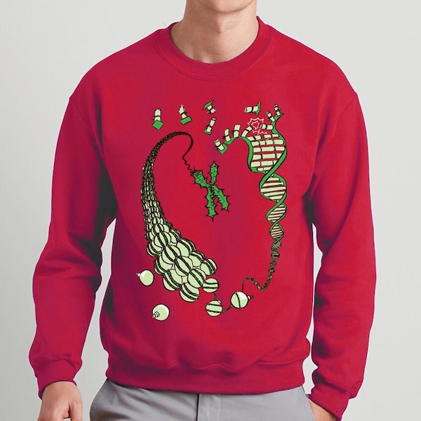 DNA Christmas xmas Jumper Sweater Science Biology (Red)