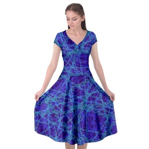 Genetic Editing Wrap Midi Science Dress Blue