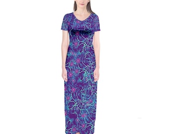 Size M | UK 10 | Purple Neurons Cotton Maxi Dress
