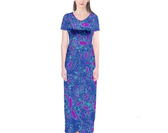 Bacteria Cotton Short Sleeve Maxi Dress (Multiple Colours)