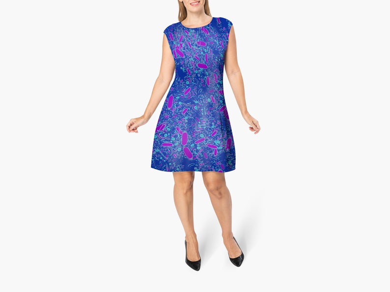 Bacteria Shapes Shift Dress Colour Options Blue