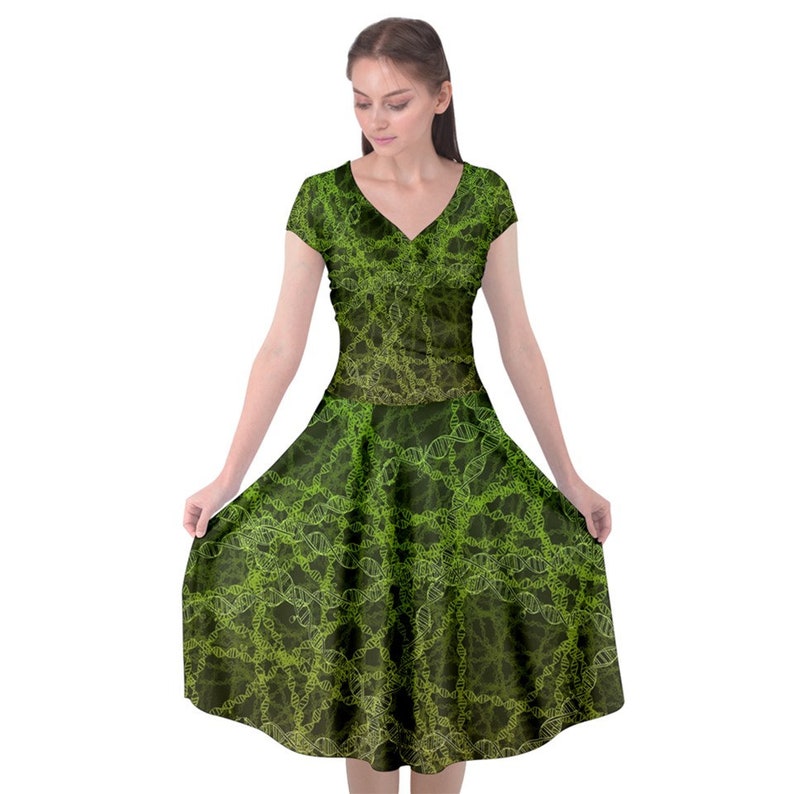 Genetic Editing Wrap Midi Science Dress Green