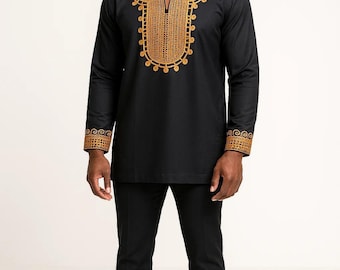 African Dashiki Shirt & Pant Set – Traditional Unisex Outfit for Men. Wakanda embroidery Senator set