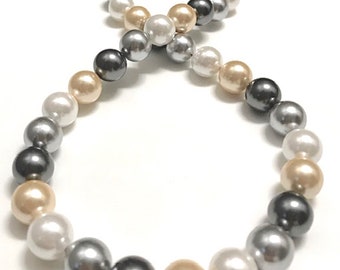 Tahitian Style Schwarz & Südsee Multi Color erstellt Perlenkette oder Zartrosa 10mm-12mm 18" ~ Celebrity Style - Majorica Mallorca Typ