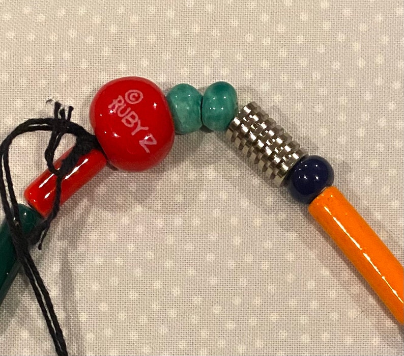 Ruby Z With Plaid and Polka Dot Ceramic Vintage 1970s Necklace Etsy