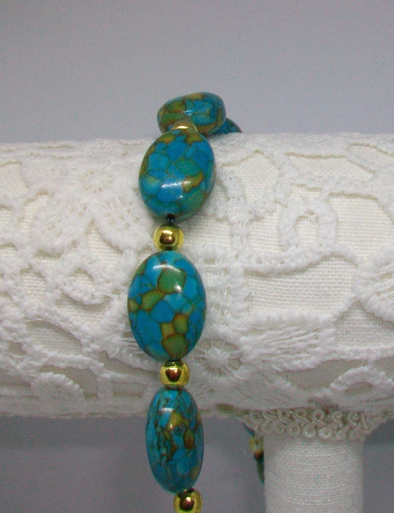 handmade 53 cm Turquoise and brass necklace