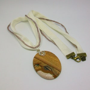Natural Jasper Stone Pendant Cord Necklace, 48cm