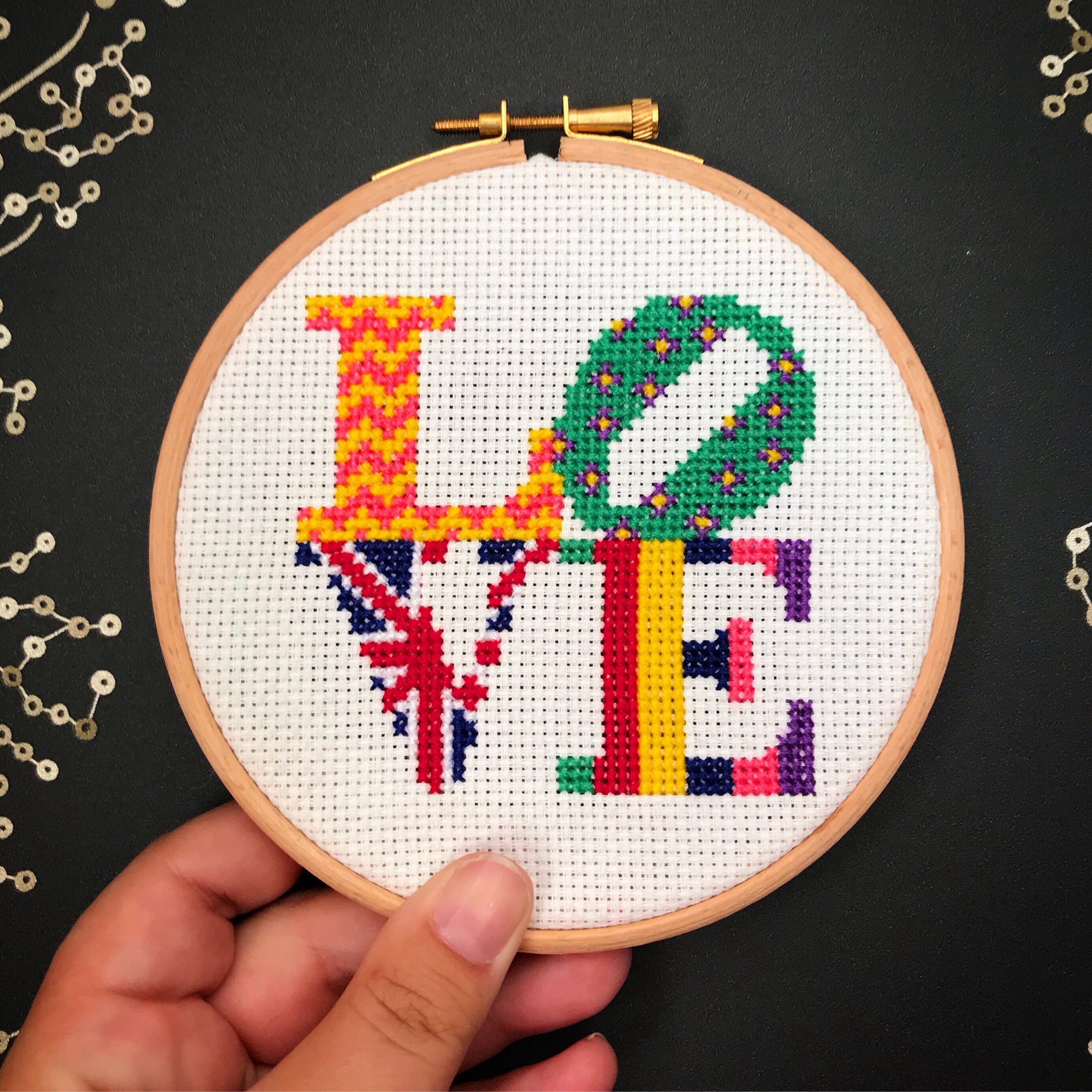 Love cross stitch kit modern fun pattern xstitch Union | Etsy