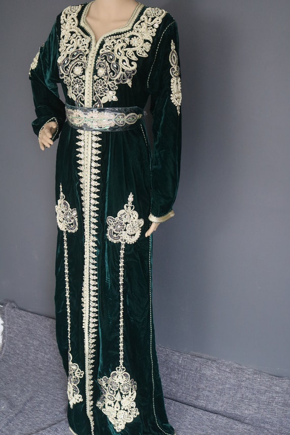 Royal Green Velvet Kaftan Maroc 07 Etsy