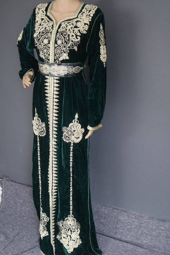 Royal Green Velvet Kaftan Maroc 07 Etsy