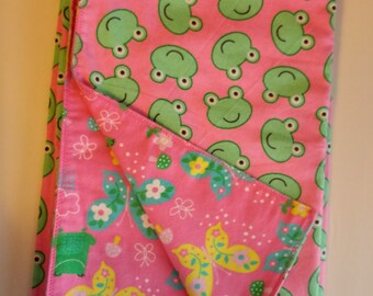 Butterfly / frog flannel receiving blanket